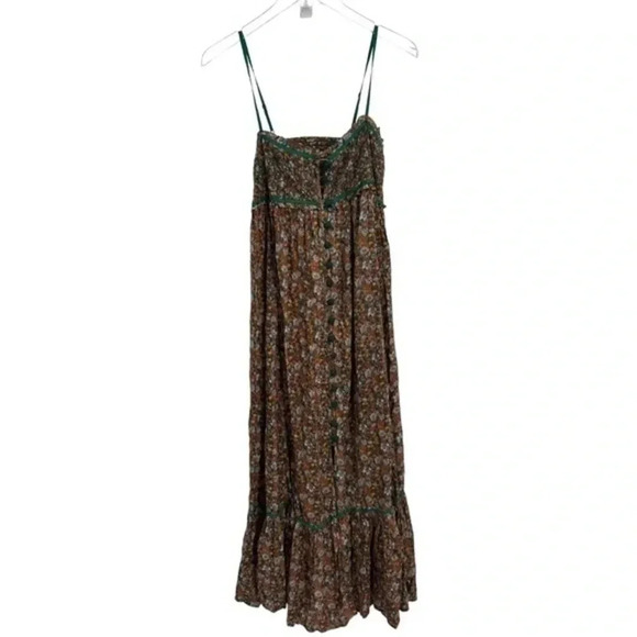 FREE PEOPLE FLORAL PRINT TEA-LENGTH SUNDRESS SMALL B1524 - Picture 2 of 4